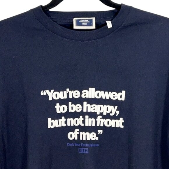 Kith x Curb Your Enthusiasm Unhappy Tee Nocturnal Blue Small New - Picture 2 of 4
